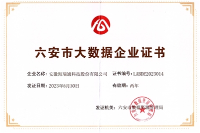 六安市大數(shù)據(jù)企業(yè)證書